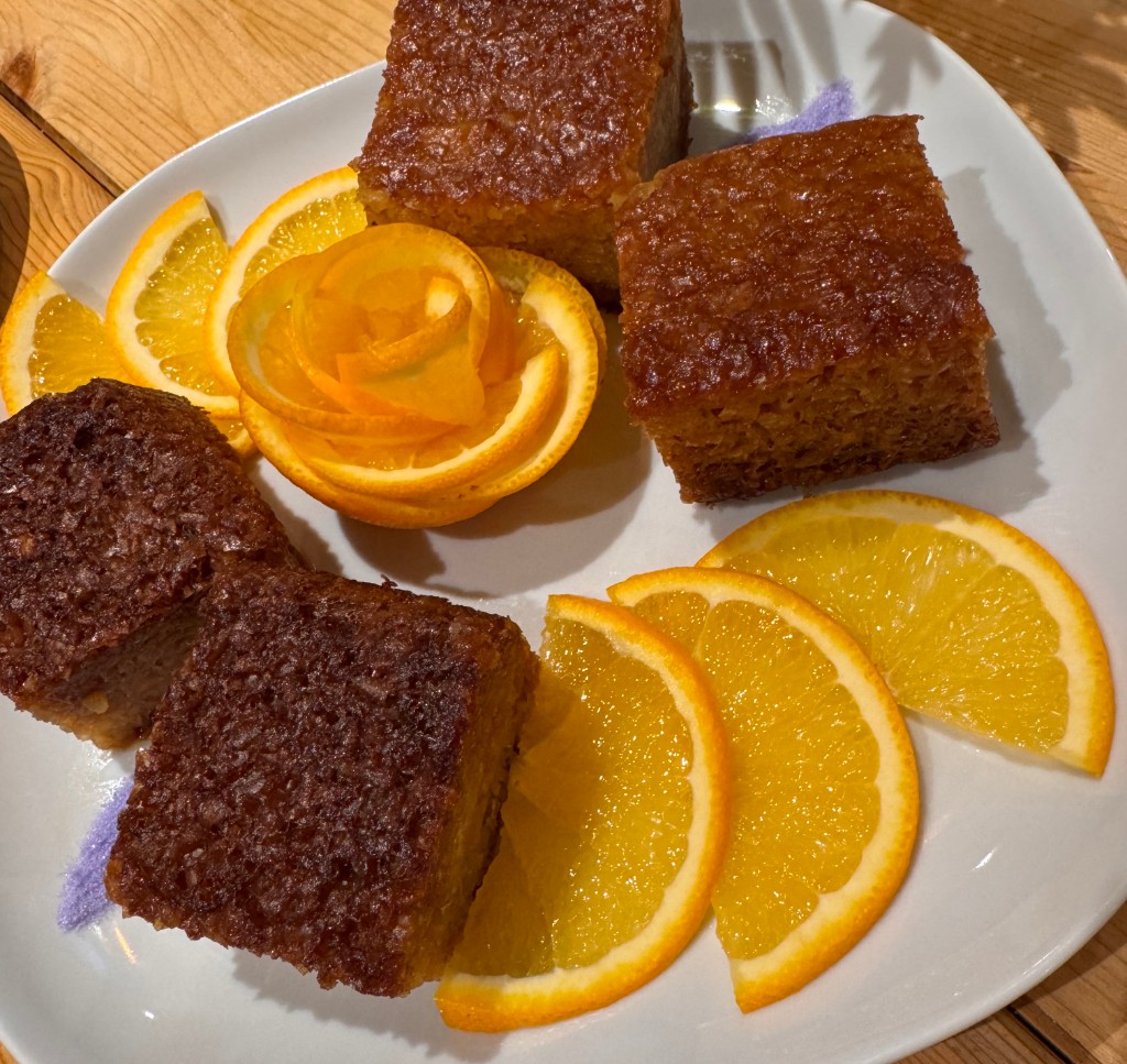 Cake with orange garnish